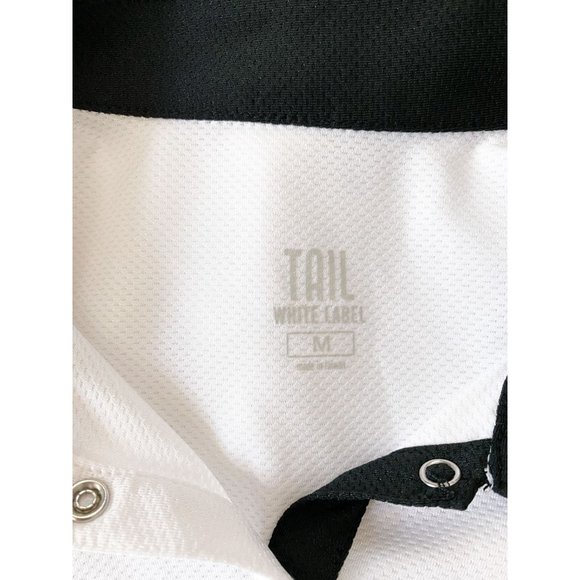 Tail Activewear White Black Short Sleeve 1/2 Zip Athletic Golf Polo Medium - Picture 4 of 4